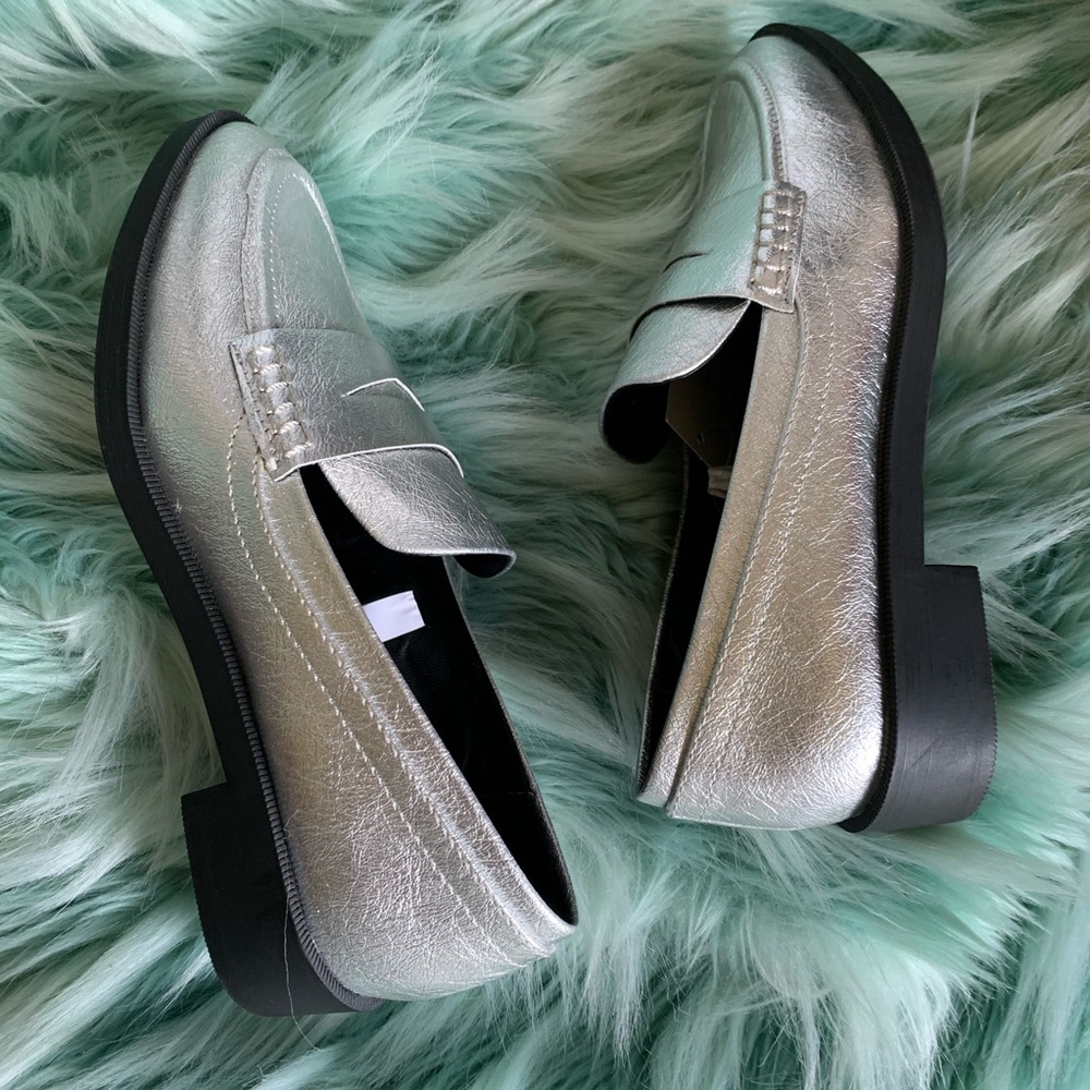 Metallic silver penny loafers - Picture 6 of 7